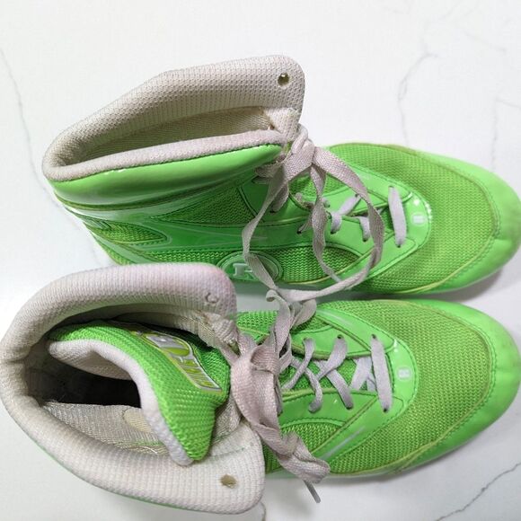 Ringside Diablo Boxing wrestling leather Shoes neon Green size 5 . Breathable - Picture 11 of 13